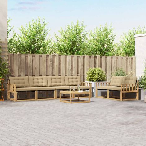vidaXL Outdoor-Sofagarnitur 7 pcs Weiß und Beige 79 x 79 x 37 cm (1/5)