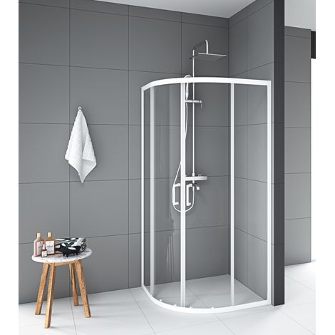 Marwell Glasdusche White Factory Round - 90 x 90 x 200 cm - weiß - Radius 55 cm - Duschkabine - Runddusche - Dusche - Duschabtrennung - Duschwand - weiße Dusche (1/4)