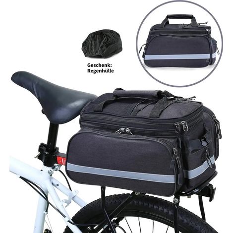 Sacoche de vélo pour porte-bagages, sacoche WP, sac de porte-bagages, sac de voyage avec housse de pluie, noir