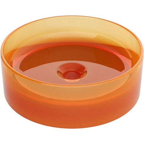 Vasque à poser ronde translucide en résine - 40 cm - Orange - SPAVO