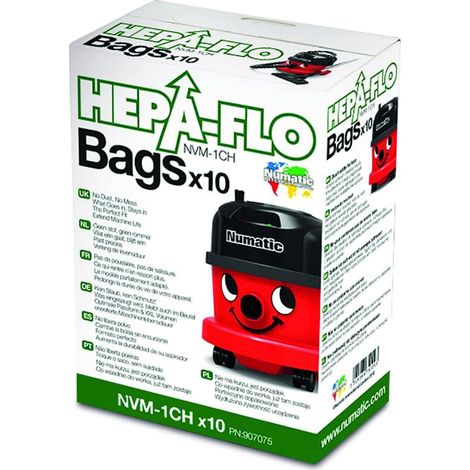 Numatic – Lot de 10 sacs pour aspirateurs Henry – Compatible avec modèles HVR-200, HVR-204, HET-200 – Accessoire pour aspirateur