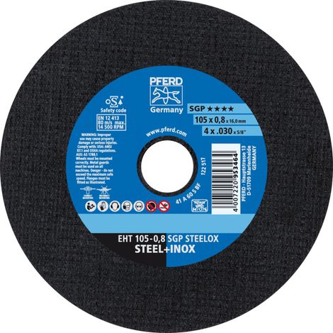 PFERD TOOLS Trennscheibe EHT 105x0,8x16 mm gerade Speziallinie SGP STEELOX für Stahl/Edelstahl 25 Stk (1/4)