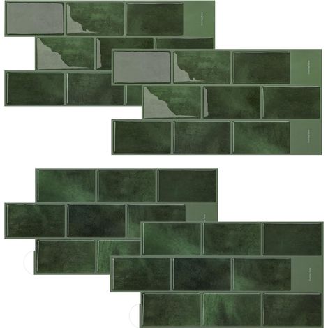 4 Pièces Crédence Adhésive Pour Cuisine, Carrelage Adhesif Mural Cuisine Stickers Carrelage Cuisines pour Cuisin, Chambres, Salles à Manger et Décoration Murale, Vert (1/5)
