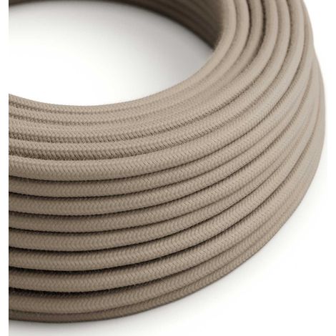 Creative-Cables, Cavo elettrico rivestito in tessuto, Sezione 2 x 0,75 mm², 50 m, Grigio Tortora RC43, Rotondo, Cotone