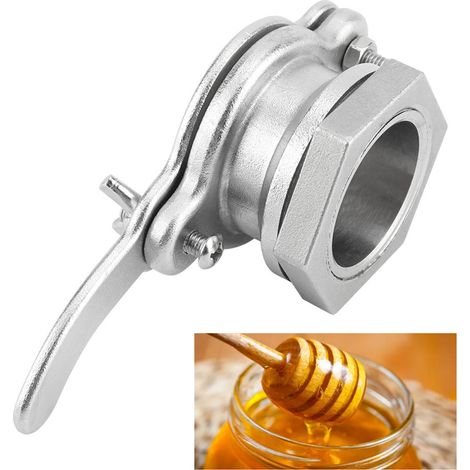 Honighahn aus Edelstahl für Imkerei und Honigabfüllung – Extraktionsventil aus Edelstahl, Extraktionsvorrichtung und Bündeler für Fässer und Tanks mit 1 Honigabsperrventil (13,5 x 5,6 x 4,2 cm, 429 g, (1/5)