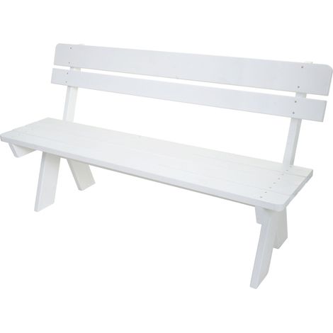 Panca panchina 3 posti da esterno HHG-483 legno massello 148cm bianco