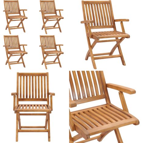 Chaises pliables de jardin lot de 4 Bois de teck solide - Chaise de jardin en bois - Chaise pliable (1/5)