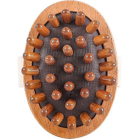 Brosse anti-cellulite pour le corps, en bois, apaisante, aux huiles essentielles, avec coussin d'air, pour un massage des méridiens, couleur veau café. (1/5)