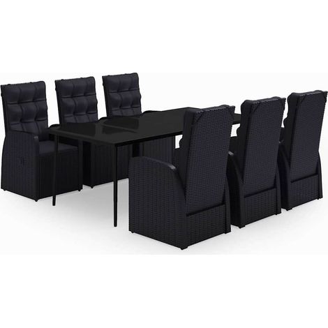 Maison Exclusive - Set da Pranzo da Giardino 7 pz con Cuscini Nero (1/5)