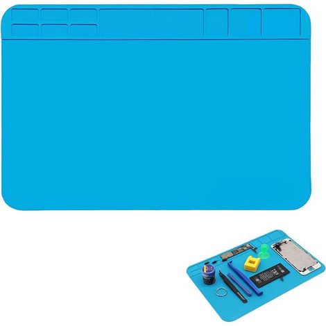 Silicone Welding Mat for Electronics 300 x 200 mm Blue Antistatic Mat Soldering Mat Silicone Watchmaker Mat Multifunctional Maintenance Mat for Soldering Station (1/5)