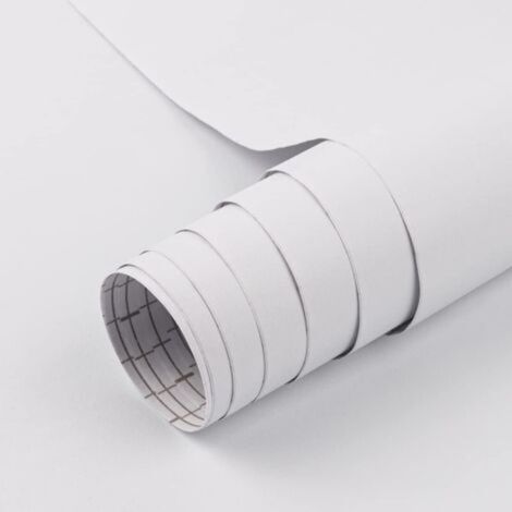 Matte White Contact Paper Peel and Stick 45cmx200cm Solid White Textured Wallpaper Decorative Vinyl Film Self Adhesive for Countertop Cabinets Furniture Renovation Wall Decoration Covering (1/5)