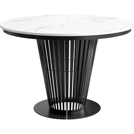 Mesa Oswego 179, Negro + Mármol blanco, 76x0x0cm, Alargamiento, Aglomerado laminado, Metal (1/5)