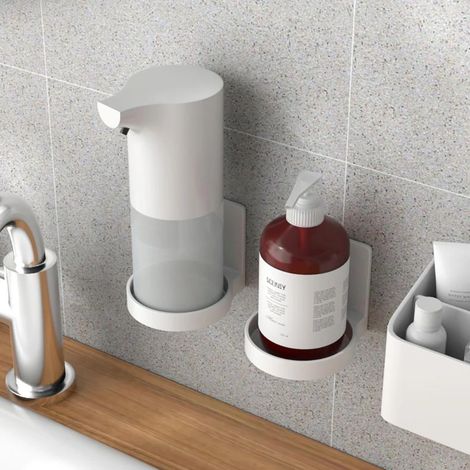2 pièces auto-adhésif porte-bouteilles plateau rond mural distributeur de savon à main plateau cuisine épices bouteille Support salle de bain stockage (1/4)