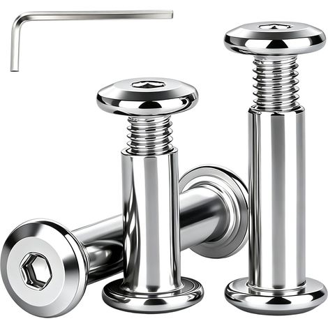 10 Pièces M4x10mm Vis de Connexion avec Écrous à Douille, Argent (1/5)