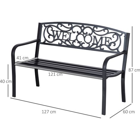 Banc de jardin, banc 2 places, banc de parc, mobilier de jardin en métal (1/5)