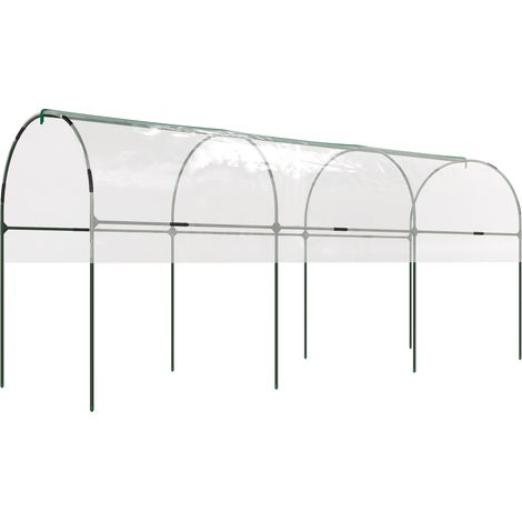 Tomatengewächshaus mit 4 Stahlbögen und PVC-Abdeckung, 4 x 1,2 x 1,7 m, grün