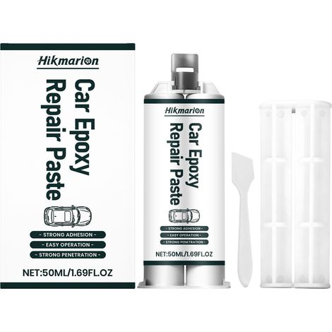 Composé de réparation époxy pour automobile - facile à utiliser et à appliquer, offrant une forte adhérence. Composé de réparation adhésif pour automobile - 50 ml + poussoir 1 + raclette 1 -- AUTLEAD (1/5)
