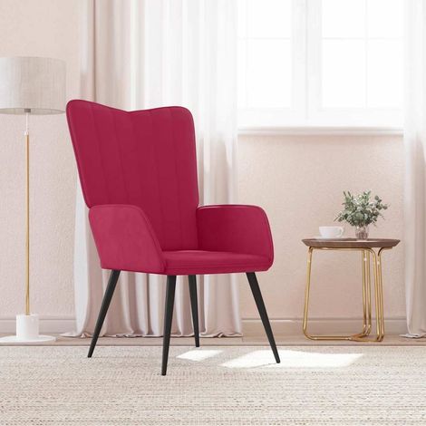 vidaXL Chaise de relaxation Rouge bordeaux Velours (1/5)