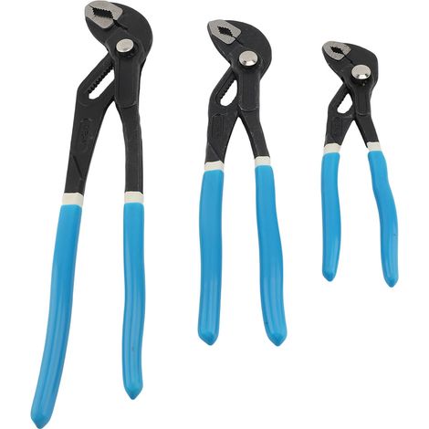 Jeu de pinces pour pompe à eau, 3 pièces, clé universelle réglable en acier au carbone avec rainure, Joint coulissant, poignée bleue et blanche, 7 pouces, 10 pouces, 12 pouces (1/4)