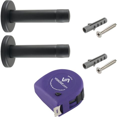 vasalat Türstopper Wand mit Dämpfer - Tür Stopper Wand mit Gummipuffer ø 20mm, Höhe 100mm, Türpuffer zum Schutz von Wand & Tür, Edelstahl schwarz - 2 Stück (1/4)