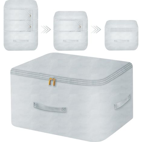 Borsa portaoggetti compatta e compatta per vestiti, coperte, cuscini, piumoni, biancheria da letto e molto altro (grigio, XL - 54 x 42 x 60 cm)