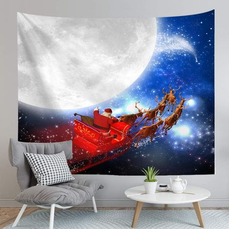 Weihnachts-Wandteppich-Accessoires, Weihnachtsmann-Elch-Motiv, festliches Motiv, bedruckt