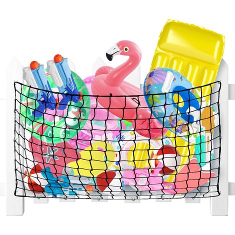 Filet de rangement élastique pour piscine - Organisateur extérieur robuste pour frites de piscine, flotteurs, anneaux et jouets (1/5)