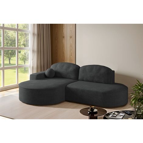 Ecksofa Schlafsofa Sofa GIRONA Stoff Arena Schwarz Ottomane Links (1/5)