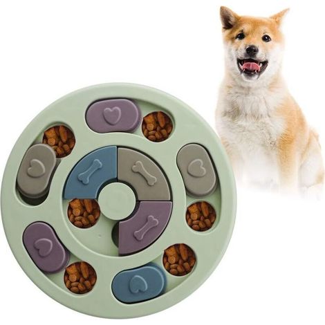 Puzzle pour chien, distributeur de nourriture pour chien, jouet interactif durable pour chien, jouet d'entraînement pour l'intelligence du chien, améliore le QI (Vert) (1/5)