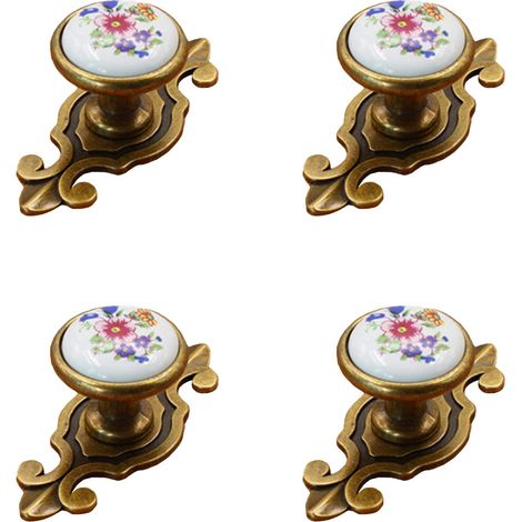 Rétro Antique Vintage Boutons de Meuble Tiroir Armoire Poignées Bouton de Tirage en Céramique, Boutons de Porte de Placard Poignées de Tiroir pour Placard Commode Cuisine Salle de Bains Armoires 4PCS (1/5)