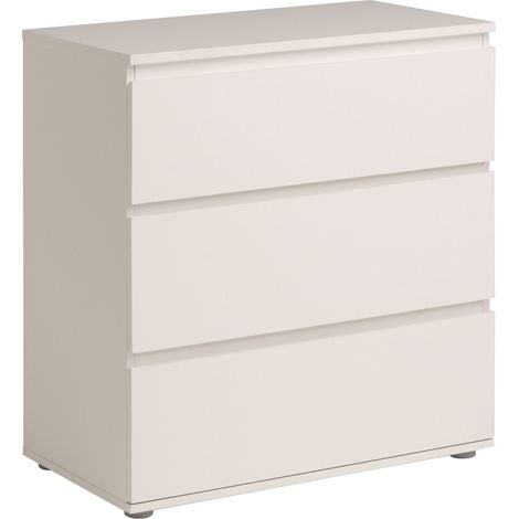 Cómoda Sven 3 Cajones de Dormitorio Estilo Moderno en Color Blanco 77x82x40 cm