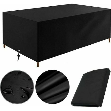 Copertura per mobili da giardino 170x94x70cm Copertura per tavolo da giardino Mobili da esterno Impermeabile Antivento Anti-UV Resistente al freddo Tessuto Oxford Copertura per mobili (Nero)