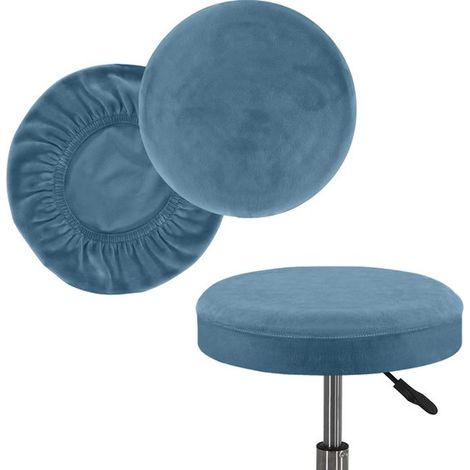 Housse de chaise 2 pièces, housse de chaise antidérapante, housse de tabouret, housse de chaise de bureau, housse de chaise amovible, housses lavables pour tabourets de bar, ronde universelle, Mar (1/5)
