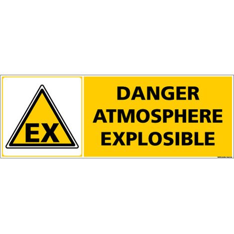 Panneau DANGER ATMOSPHERE EXPLOSIBLE (C1365) - Plastique PVC 1,5 mm - 210 x 75 mm