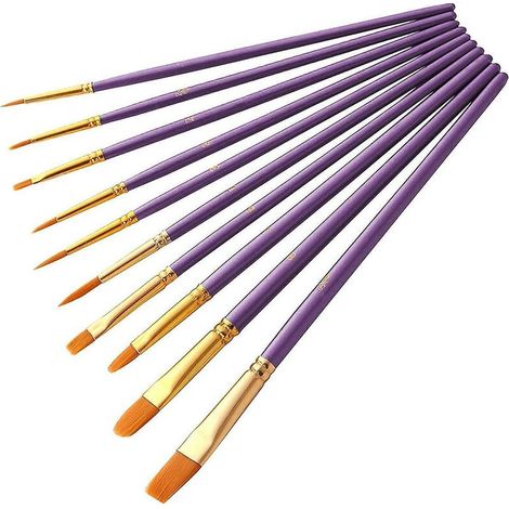 Pinceau de Peinture à l'huile,10Pcs Pinceaux de Peinture Peinture Acrylique,Brosse de Peinture,Cadeaux Anniversaire pour Débutant Artiste Enfant … (Mauve) (1/4)