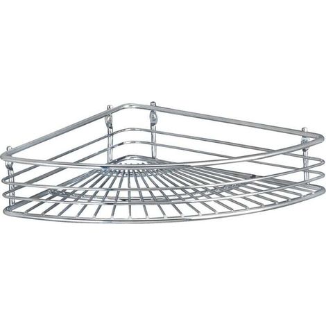 Milano Eckregal aus Chrom, 31,5 cm, mit Schrauben für die Aufbewahrung im Badezimmer Eckwandregal robustes und langlebiges Metalldesign, perfekt für Ecken und Ihre täglichen Bedürfnisse.