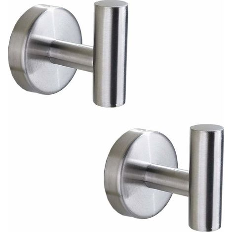 Towel Hook SUS 304 Stainless Steel Bathroom Kitchen Coat Hooks Versatile Bathrobe Wall Hook, Brushed Silver - 2 Pieces (1/5)