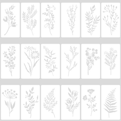 12 Pochoir, Flore, Feuille, PET, Bord lisse, Scrapbooking, Mur, Sol(Q3 : Nouveaux produits pour le mois d'août) (1/5)