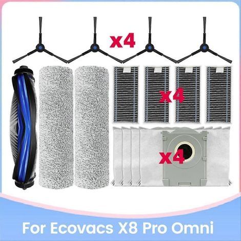 Lot de 15 sacs à poussière de rechange avec brosse latérale rotative et filtre HEPA pour aspirateur Ecovacs Deebot X8 Pro Omni Clean (1/5)