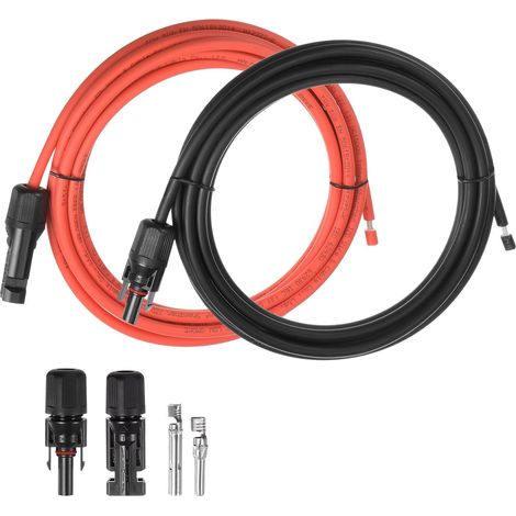 Solaire Panneau Fil 10ft 10 AWG 6mm2 Solaire Câble Etamé Cuivre Fil avec Femelle et Mâle Connecteur Noir Rouge pour RV Bateau Marine Solaire Panneau (1/5)