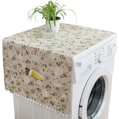 1 pcs Housse pour lave-linge, housse pour réfrigérateur, housse pour lave-linge, 55x130cm Housse multifonctionnelle avec pochette de rangement latérale (Pissenlit) (1/4)