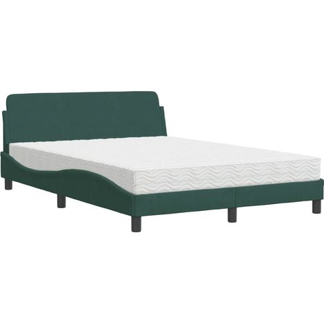 vidaXL Letto con Materasso Dover Verde Scuro 120x200 cm in Velluto (1/5)