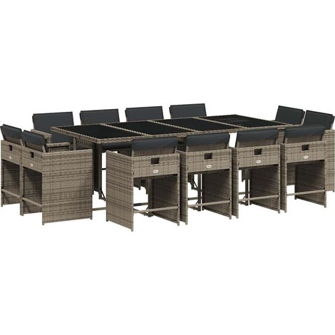 Maison Exclusive - Set comedor de jardín con cojines 13 pzas ratá