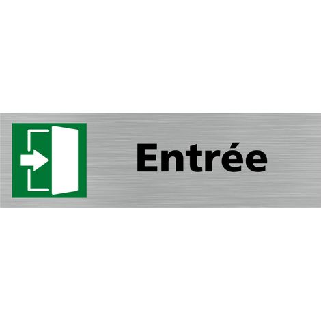 Pictogramme ENTREE A DROITE (Q0294).- Adhésif aspect aluminium brossé - (1/5)