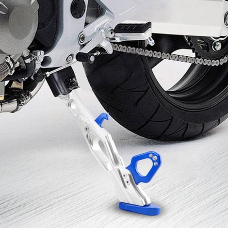 Motorradständer aus Aluminiumlegierung, Seitenständer-Dreibeinstabilisator, blauer Parkfuß B05026, robust und rutschfest. (1/5)