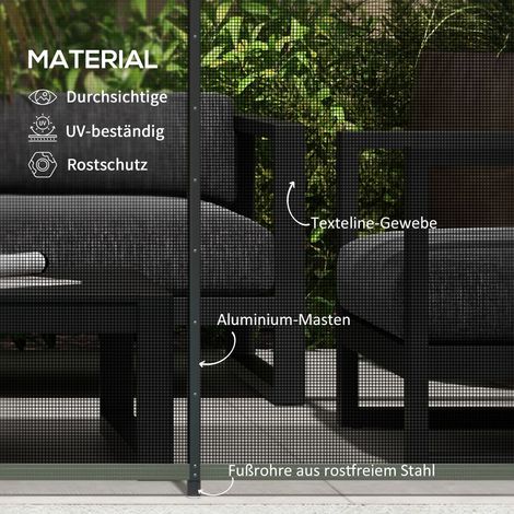 Clôture de jardin 365 x 126 cm, lot de 4 panneaux décoratifs avec pieds, brise-vue pour terrasse et balcon, grillage noir, séparateur de piscine (1/5)