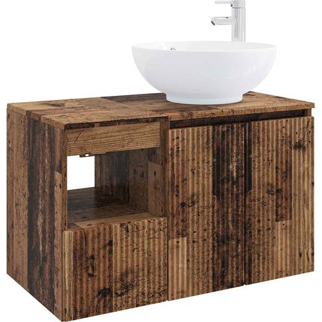 Bathroom Furniture Set 2 pcs Old Wood Engineered Wood vidaXL (1/5)