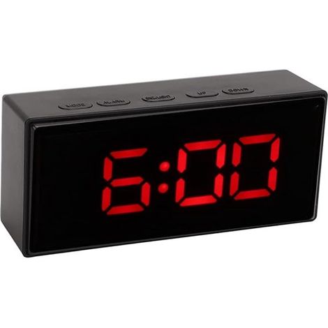 Reloj despertador digital electrónico, diseño elegante, pantalla LED multifunción, sensor de luz (rojo). (1/5)