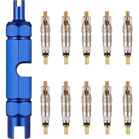 10 Pièces Presta Valve Cores Obus Valve Presta avec 1 Pièce Outil de Demonte Obus Valve Noyau de Valve Français Noyau de Valve D'insertion de Vélo pour la Réparation de Vélos (1/5)