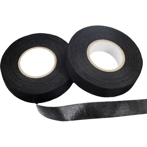 Sollbry 2 rouleaux de ruban adhésif pour faisceau de câbles, ruban adhésif en tissu pour faisceau de câbles, ruban adhésif en tissu pour automobile 9 mm x 15 m, noir (1/3)